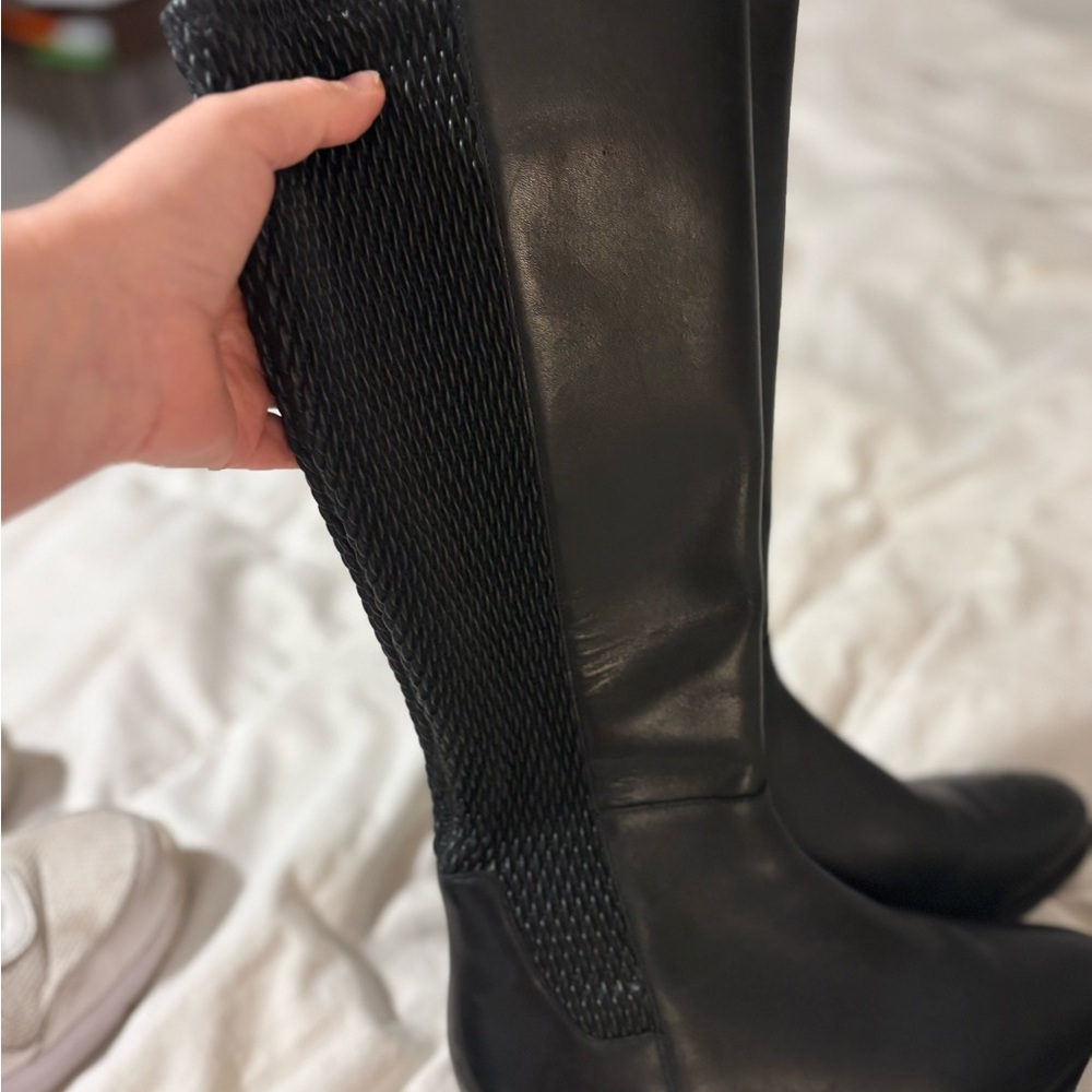 Cole Haan Black Over-the-Knee Stretch Leather Boots